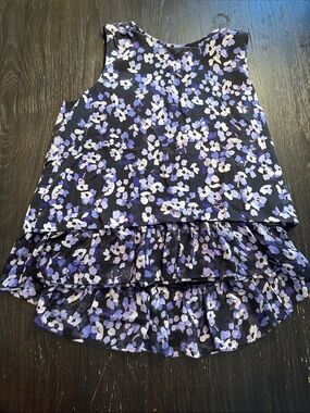 kate spade Black Floral Tiered Ruffle Sleeveless Top